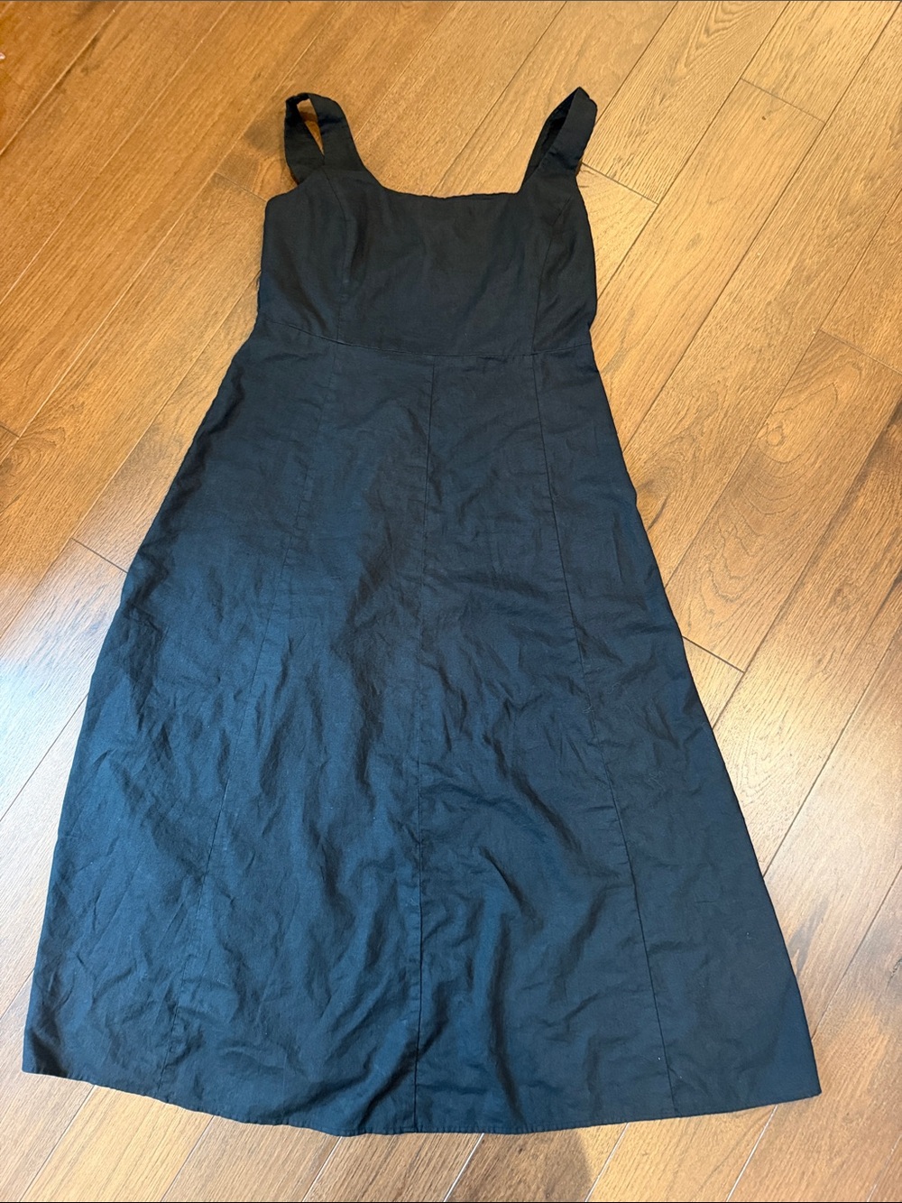 GAP Black Linen-Blend Square-Neck Maxi Dress Size Large - C73-046